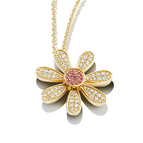 Petals and Pavé Small Pendant Necklace