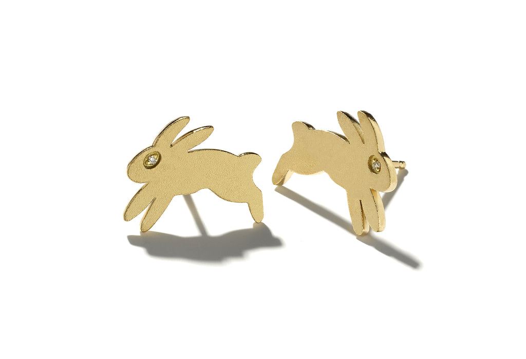 "Bisou" Gold Bunny Earrings - Studs