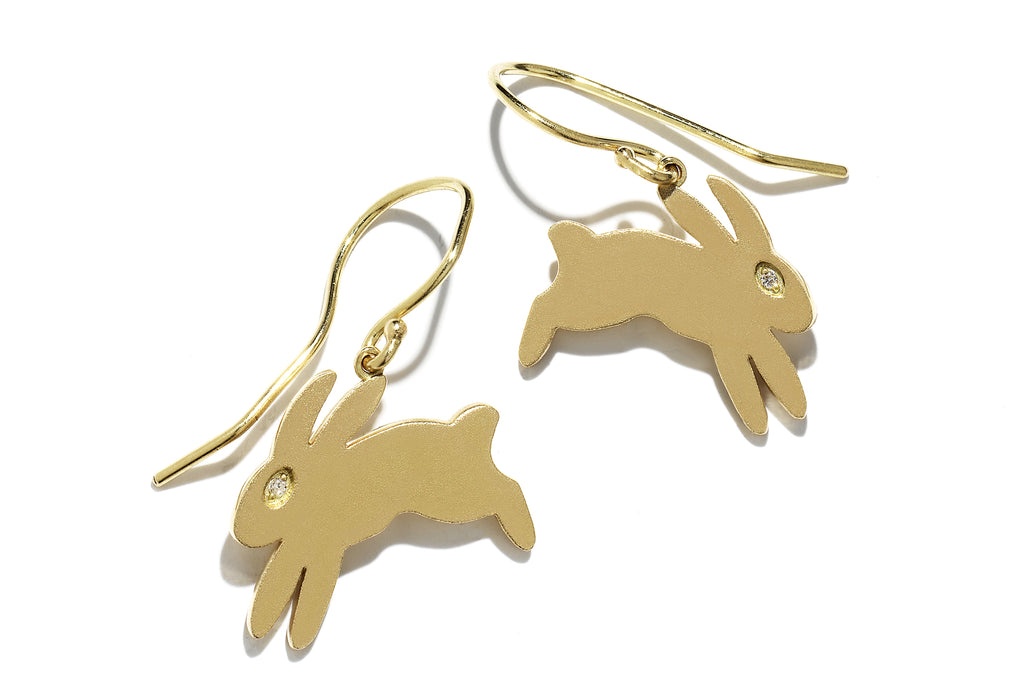 "Bisou" Gold Bunny Earrings - French Wire